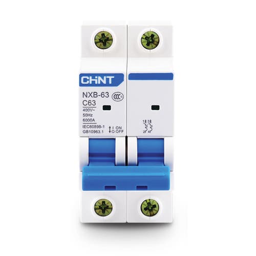 Interruptor automático modular–2 polos (2P)–Curva C–10A–Capacidad de corte 6kA