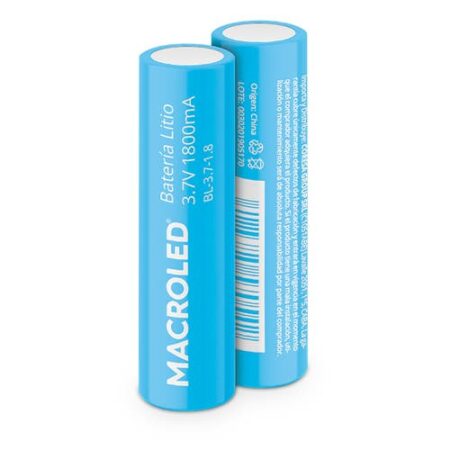 BATERIA DE LITIO 18650 RECARGABLE MACROLED 3.7V 1800mA