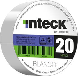 CINTA ADHESIVA PVC INTECK - BLANCA 20 METROS