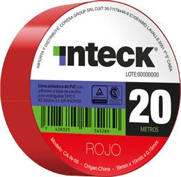 CINTA ADHESIVA PVC INTECK - ROJA 20 METROS