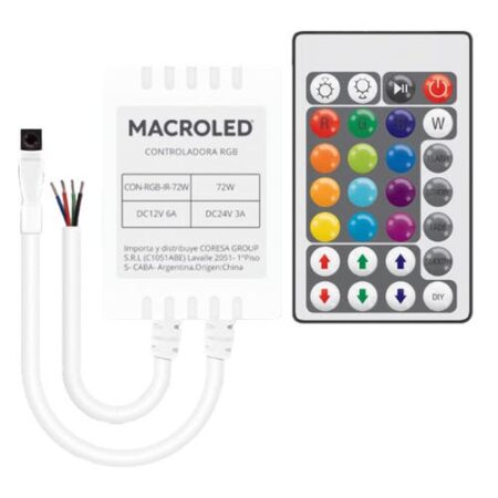 CONTROLADOR RGB INFRARROJO 72W DC-12/24V