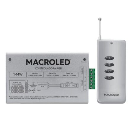 CONTROLADOR RGB RADIOFRECUENCIA 144W DC-12/24V