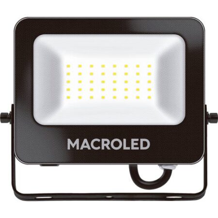 REFLECTOR LED MACROLED, AC120-265V, 30W, 6500K,FP 0.9, 110lm/W, CRI 80, BRAZO 45°