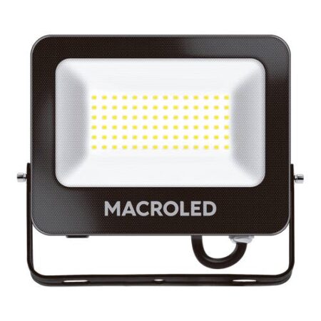 REFLECTOR LED MACROLED, AC120-265V, 50W, 6500K,FP 0.9, 110lm/W, CRI 80, BRAZO 45°