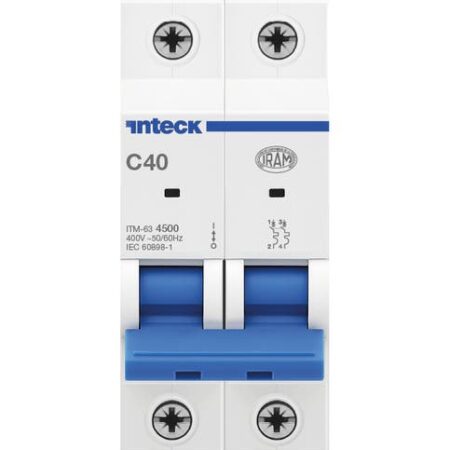 Interruptor Termomagnético INTECK ITM-63, In:40A, Icn:4,5KA, Curva C, 2-polos