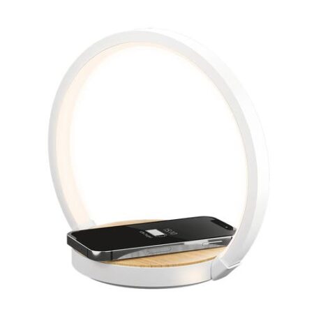 LAMPARA LED VELADOR MADERA, 5W 180LM, AC100-240V, RA>80, BLANCO CALIDO, DIMEABLE 3 TOQUES, CARGA RAPIDA INALAMBRICA