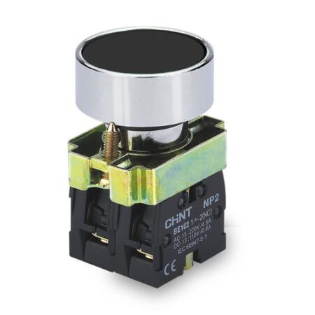 PULSADOR DE CUERPO METALICO DE 22 MM NEGRO CON CONTACTO NA