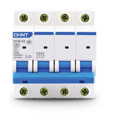Int. Termomagnético CHINT NXB-63, In:10A, Icn:6kA, Curva C, 4-polos