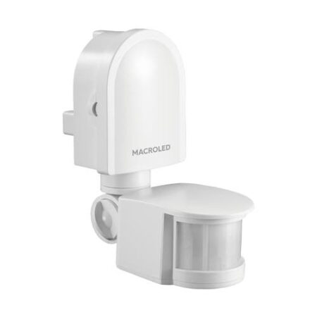 SENSOR DE MOV PARED BLANCO MACROLED AC220-240V 1200W MAX, 12M DE ALCANCE, 180º, IP44