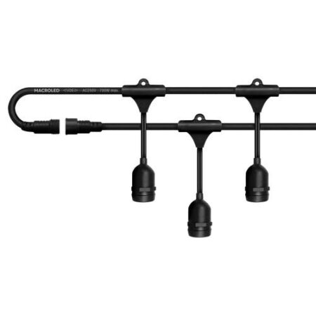 GUIRNALDA NEGRA 10Mts X 20 PORTAMPARAS E27 MACROLED IP66 250V 700W MAX